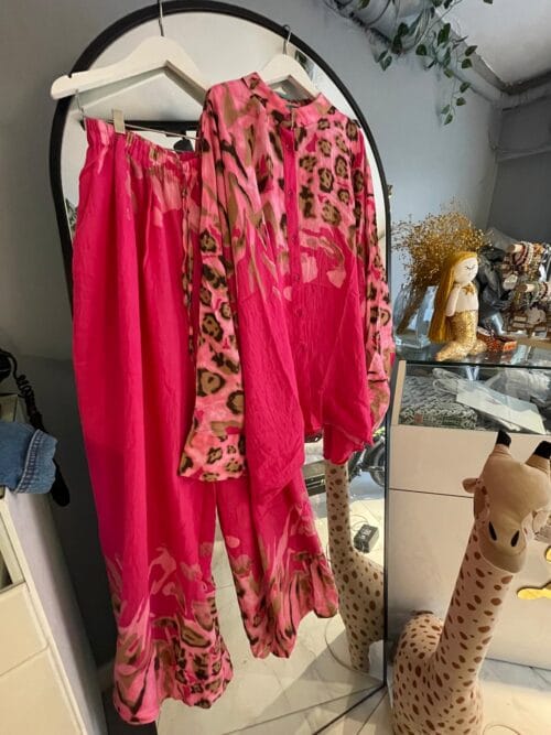 Premıum Alaçatı Keten Takım Fuşya