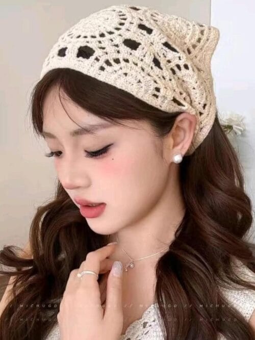 Bohem Örme Motifli Pamuklu Bandana