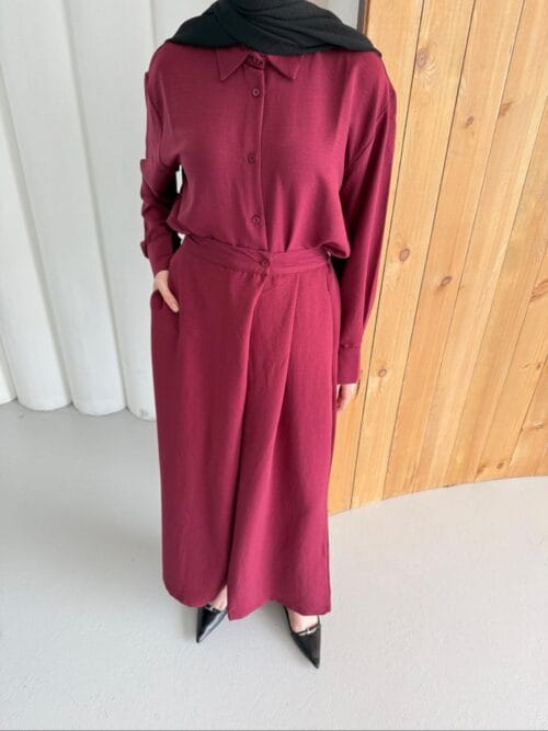 Merwish Gömlek Pantolon Tensel Pamuk Takım