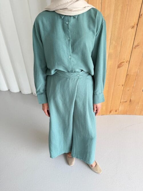 Merwish Gömlek Pantolon Tensel Pamuk Takım