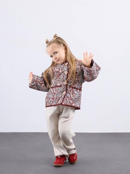 3/10 Yaş Kapitone Şal Desen Ceket