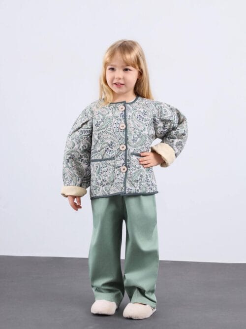 3/10 Yaş Kapitone Şal Desen Ceket